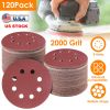 120Pack 5 Inch 8 Hole Round Sandpapers Random Orbital Sander Pads Sanding Discs 2000Grit