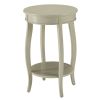 Antique White Round Side Table with Bottom Shelf