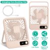 Mini Desktop Cooling Fan Rechargeable Battery Powered Personal Fan Speed Adjustment Strong Airflow Quiet Travel Fan with LCD Display for Home Office T