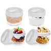 4Pcs Overnight Oats Containers with Lids and Folding Spoons 20OZ Portable Leak-proof Oats Jar For Milk Vegetable and Fruit Salad Yogurt Breakfast Cere