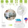Portable Folding Desk Table Fan Quiet USB Rechargeable Telescopic Standing Floor Fan w/ 4 Speeds Adjustable Height 180° Tilting Angle For Office Home