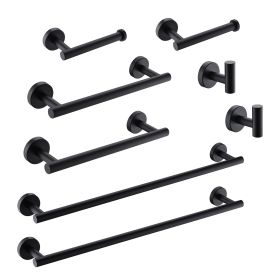 8 Pieces Bathroom Hardware Accessories Set Towel Bar Set,Wall Mounted,Premium Stainless Steel (Color: Black)