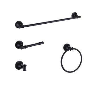 New 4 Pieces Bathroom Hardware Accessories Set Towel Bar Set,Wall Mounted,Premium Stainless Steel. (Color: Black)