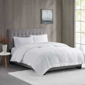 Lightweight Down Alternative Blanket with Satin Trim (Color: as Pic)