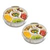 2Pcs Divided Serving Tray with Lid and Handle 360° Rotatable Snack Box Container with 6 Dividers Clear Portable Snack Platters for Fruit Candy Nut Sna
